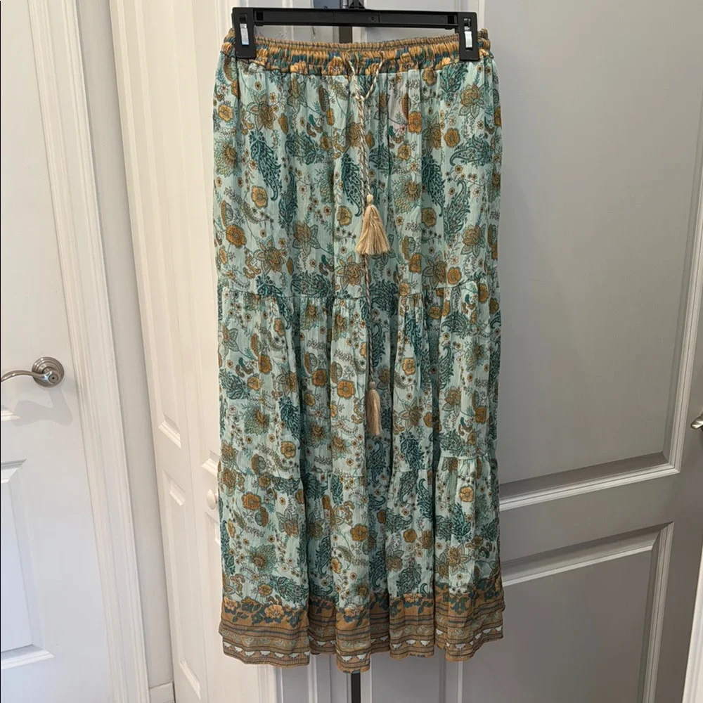NWOT Zahra skirt in floral aqua and gold size Small - Picture 2 of 11